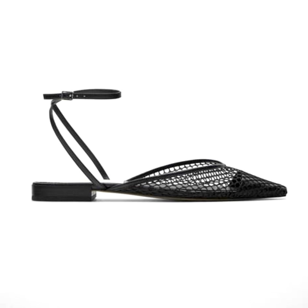 NWT Zara black mesh flats 7 1/2
